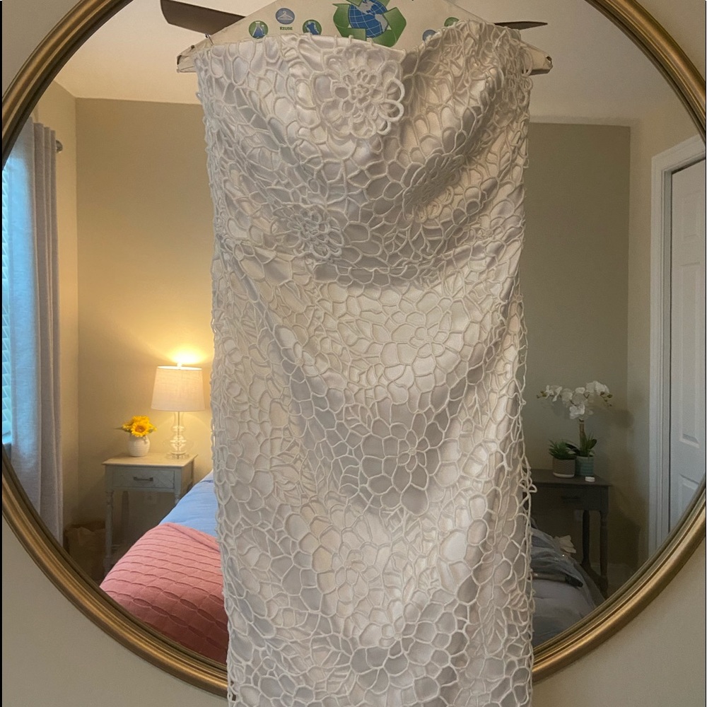 Ann Taylor strapless white crochet dress